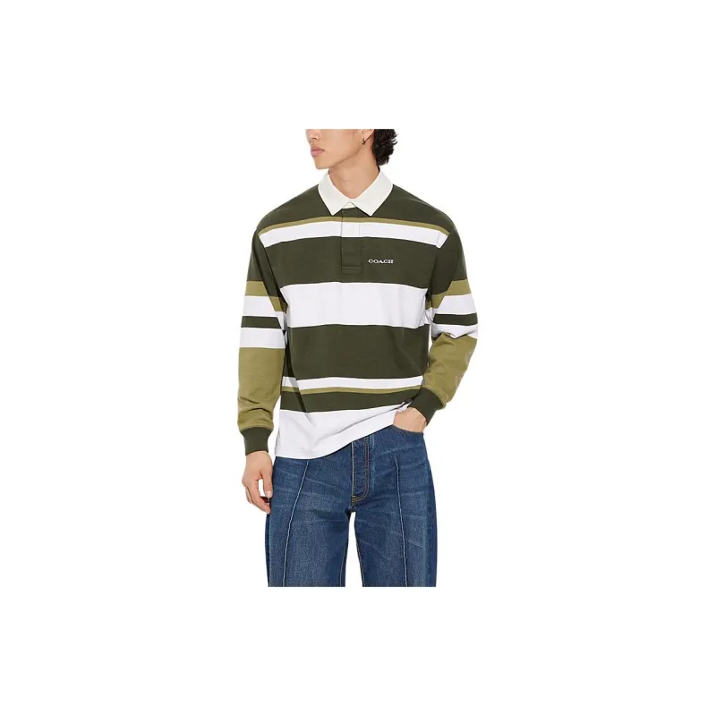 COACH Polo Shirts Men Olive Green-1