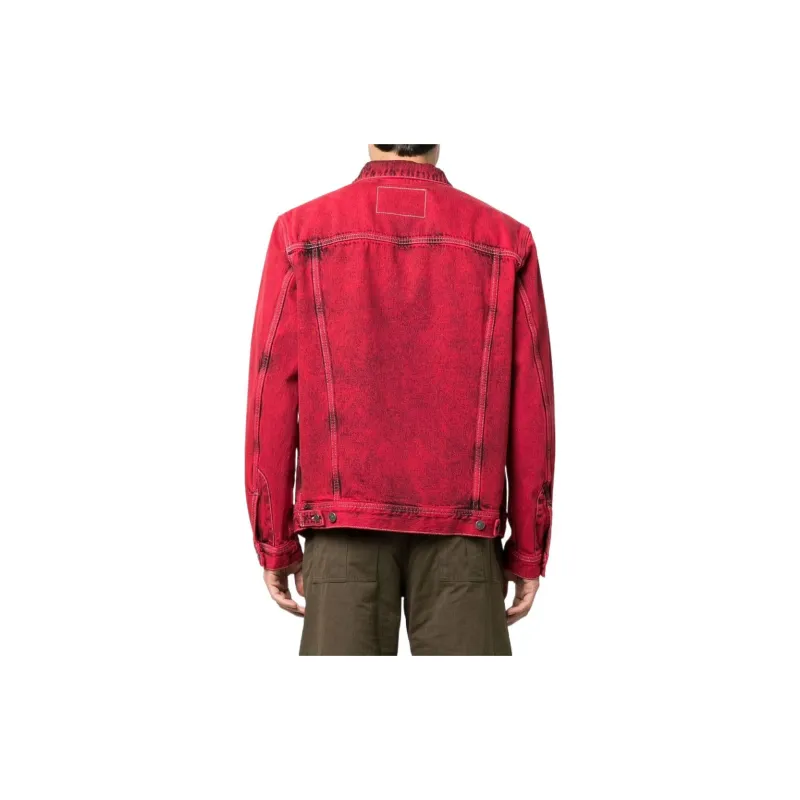 DIESEL Denim Jackets Men Red-1