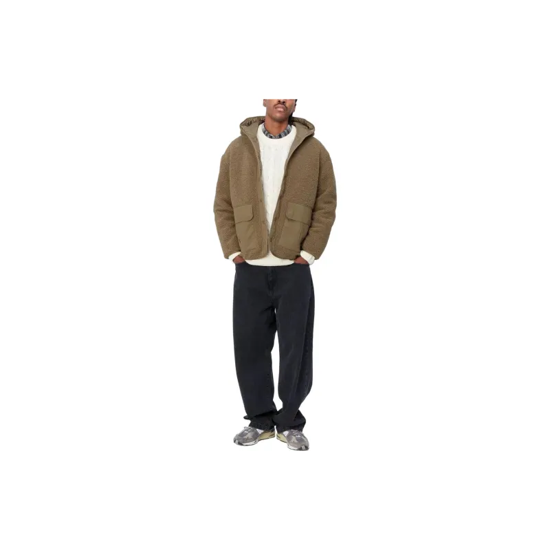 Carhartt WIP Hooded Logo Patch Fleece Texture Jacket-2