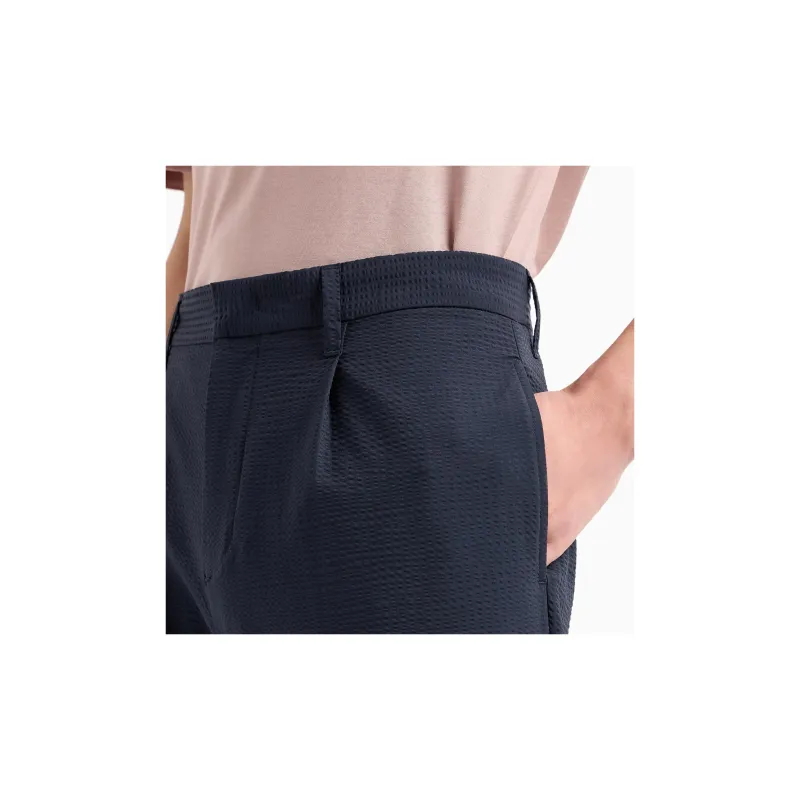 EMPORIO ARMANI Pleated Technical seersucker Fabric Chinos-4