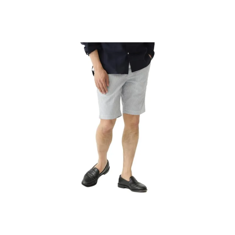 Beams Casual Shorts Men Blue With White Lettering-6