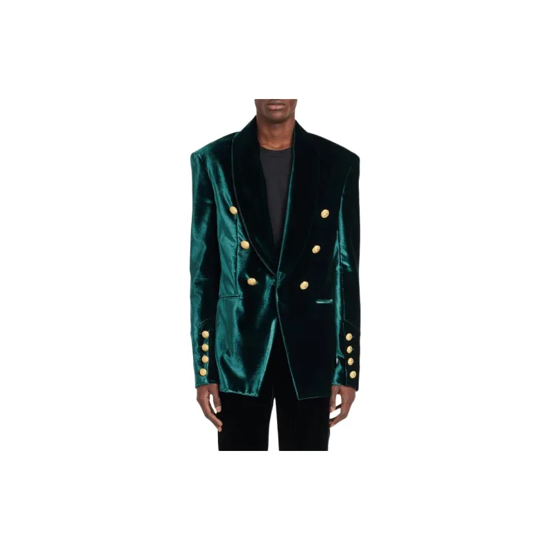 BALMAIN FW22 Business Suits Coats Men's Green-2