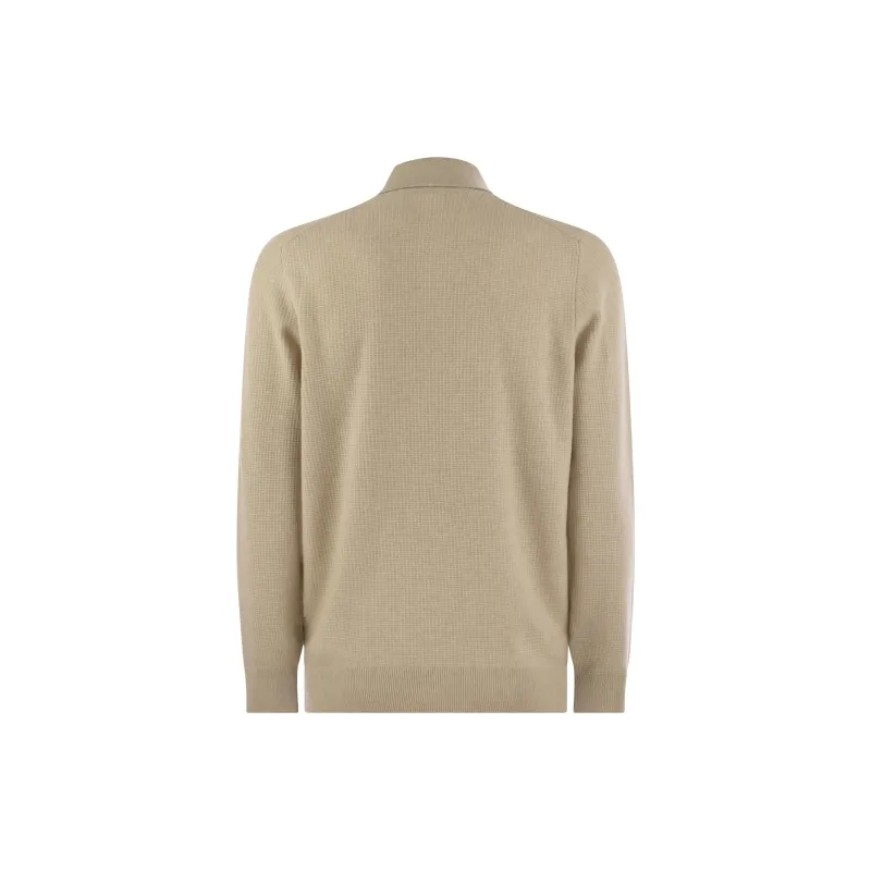 Brunello Cucinelli Long Sleeved Knitted Polo Shirt-1
