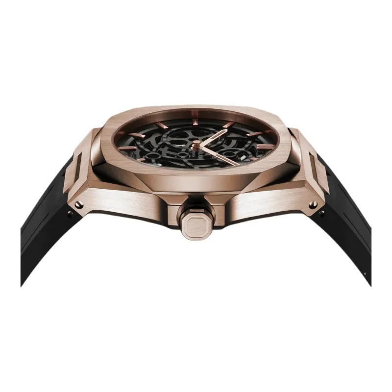D1 MILANO Wrist Watch Mechanical Movement Rubber Strap 41.5mm Cut Out Dial Unisex-4