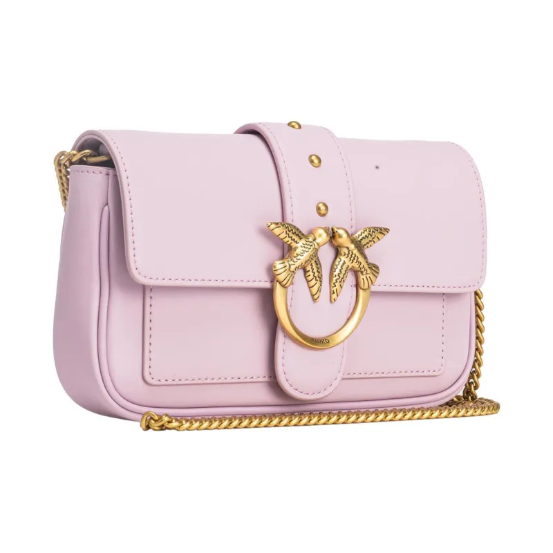PINKO Pocket Love Cow Leather Crossbody Bag, Shoulder Bag Women's Silk Purple-1