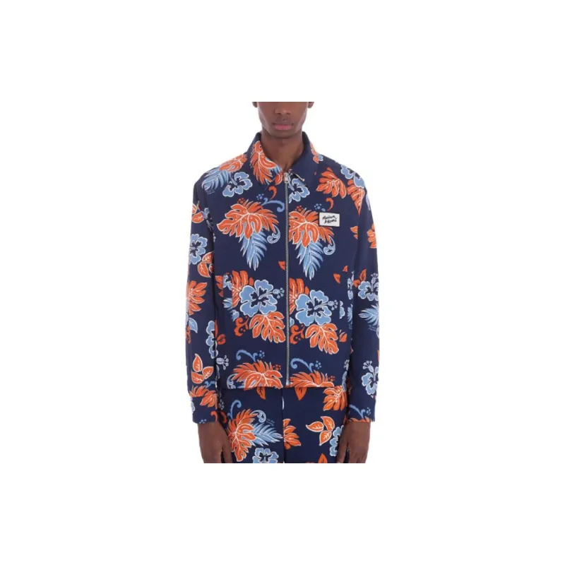 Maison Kitsune Floral print Zip up Cotton Jacket-3