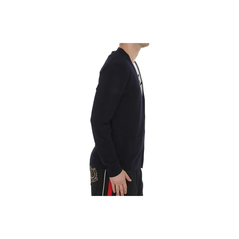 GUCCI GUCCI GG Embroidered Wool Cardigan Knitted Top Navy-3