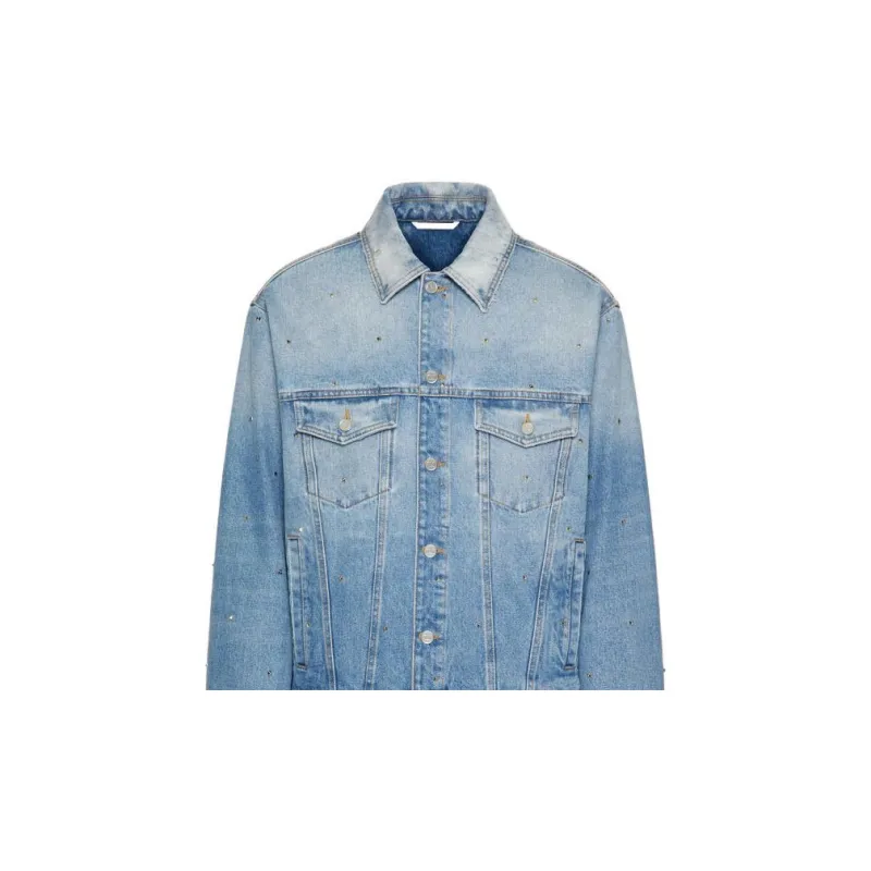 Valentino Buttoned Long Sleeved Denim Jacket-6