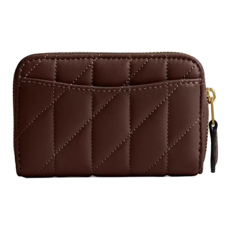 COACH Zip Around Nappa Leather Wallet Small Size Women's Maple-1