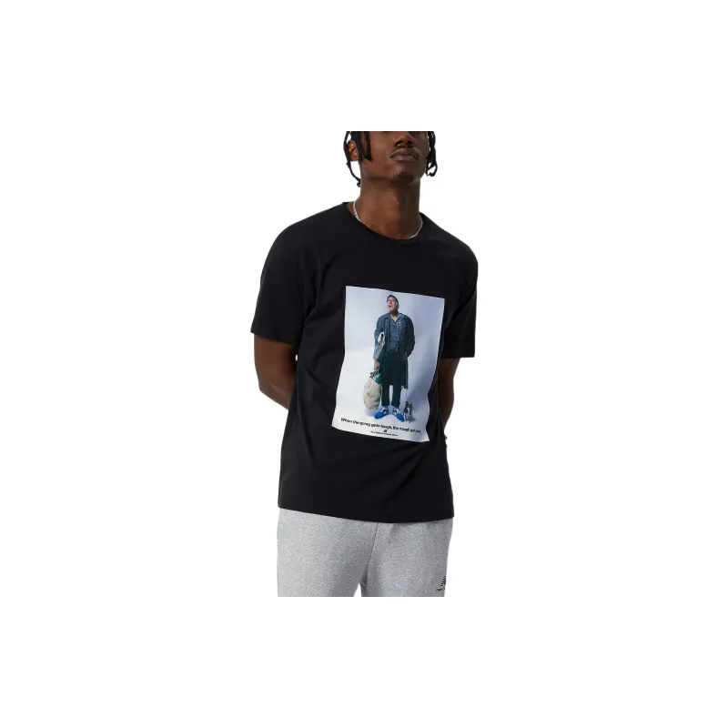 New Balance Set in Sleeve T Shirt Unisex Black-3