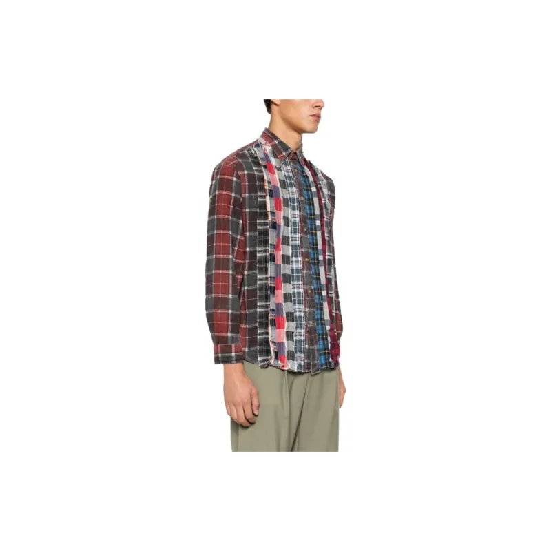 Needles Flannel Shirt 7 Cuts Zipped Wide Shirt-3
