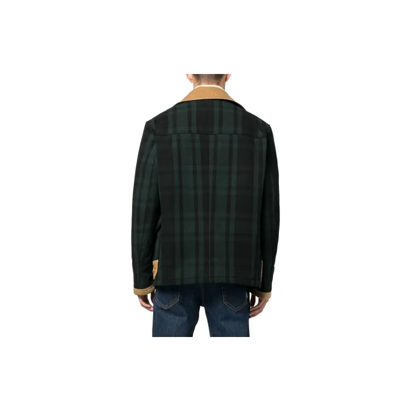 FAY Logo Patch Checked Jacket-5