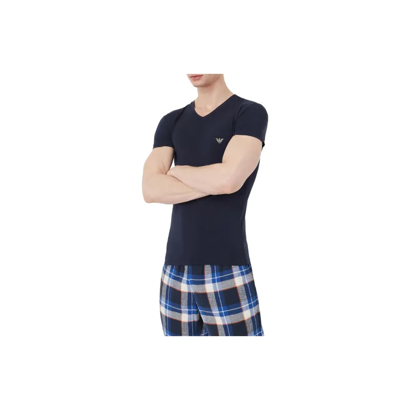 EMPORIO ARMANI Two pack Of Asv Fitted Loungewear T shirts In Soft touch Eco viscose-1