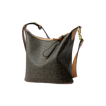 FION PVC Shoulder Bag Bucket Bag Portable Crossbody Bag Shoulder Bag Women's Dark Coffee Brown