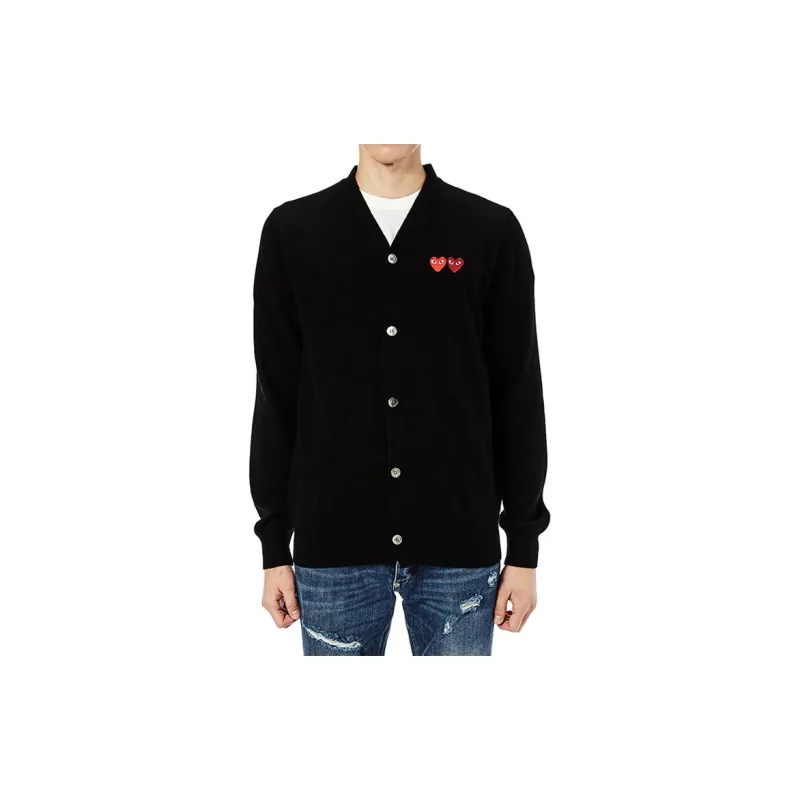 Comme Des Garcons Play Double Heart Cardigan Sweater-2