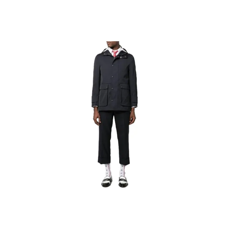 THOM BROWNE Hooded Cropped Sleeved Parka-1