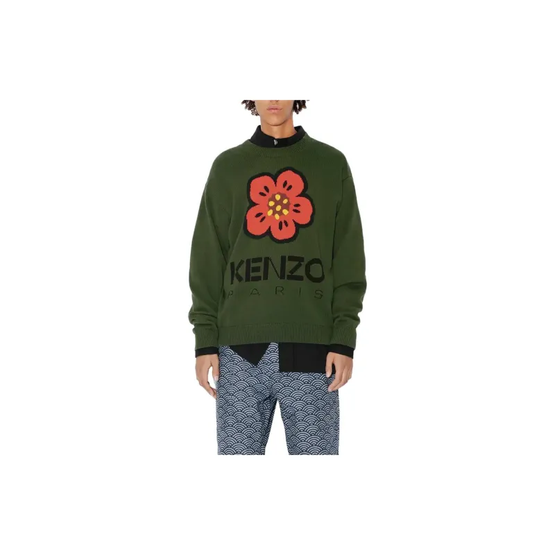 KENZO Boke Flower Logo Intarsia Crewneck Jumper-2