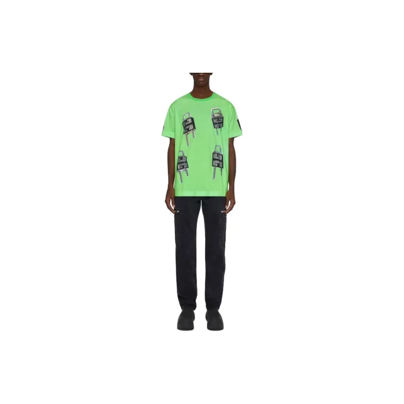 GIVENCHY Lockhead Pattern Crew Neck Casual Short Sleeved T Shirt Men's Green-1