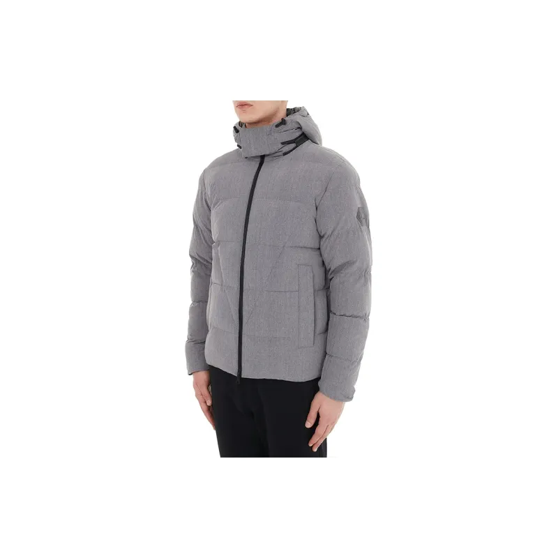 EMPORIO ARMANI FW21 Solid Color Hooded Puffer Jacket Men's Light Gray-4