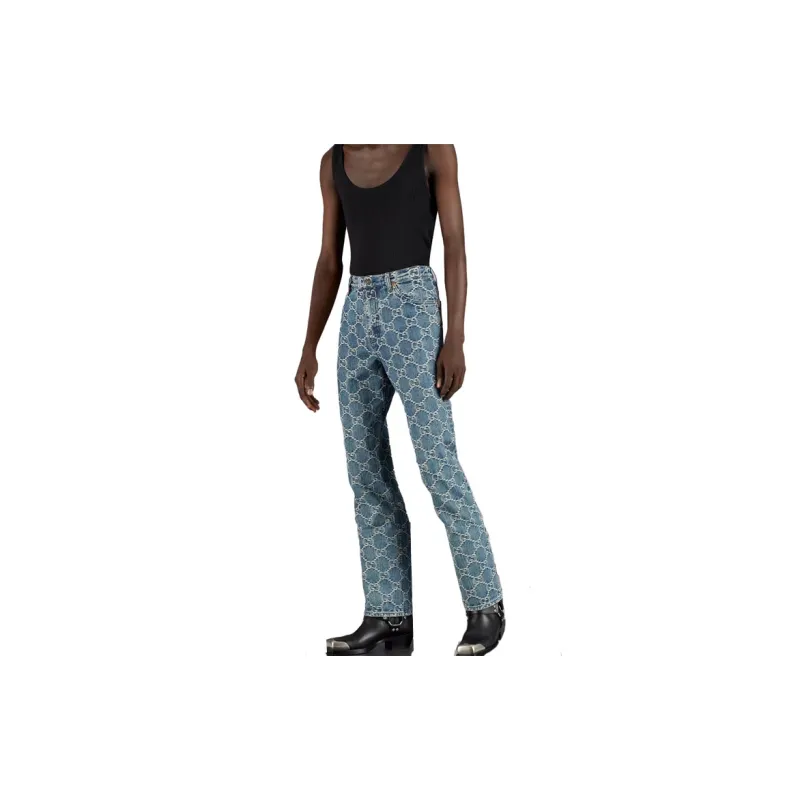 GUCCI GG jacquard Mid rise Straight leg Jeans-3