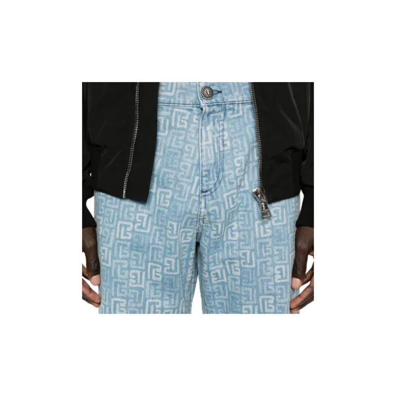 BALMAIN 4G motif Straight leg Jeans-4