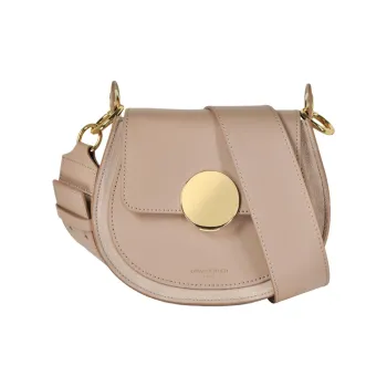 Le Parmentier Italy Version Calfskin Patchwork Suede Saddle Bag Crossbody Shoulder Bag Regular Women's Nude