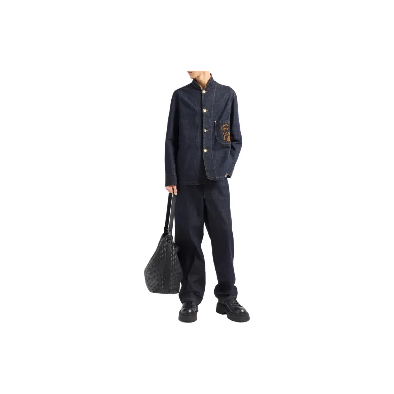 EMPORIO ARMANI Logo embroidered Denim Jacket-4