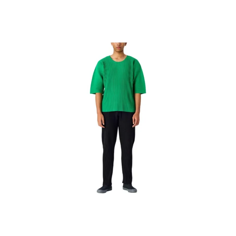 ISSEY MIYAKE Rustic Knit Casual Pants Men's Black-1