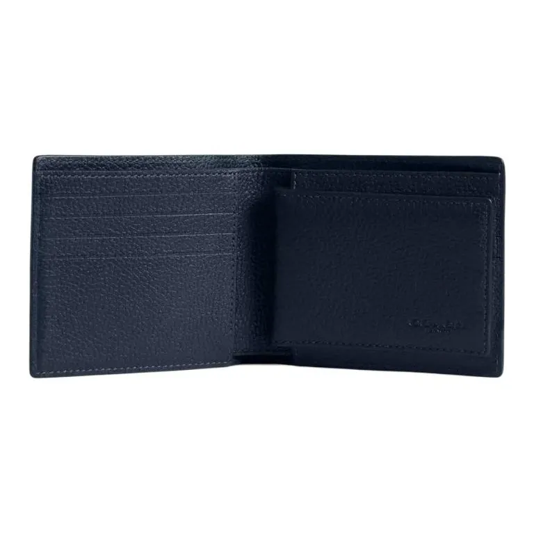 COACH 3 IN 1 Wallet Polished Pebbled Leather Wallet Mini Men's Marine Blue-2