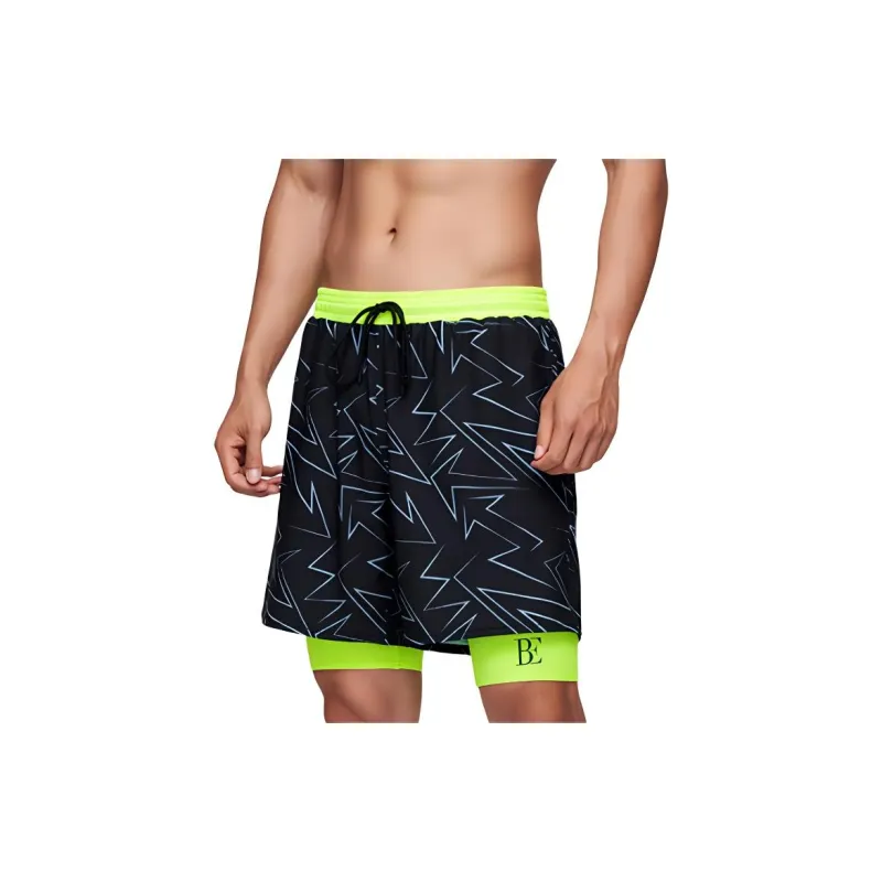 BALNEAIRE Swimming Shorts Men's Trendy And Cool Black/Green-2
