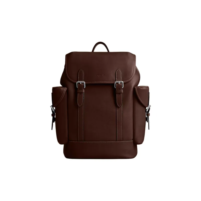COACH Hitch Natural Grain Leather Backpack Tubas Men's Maple-0