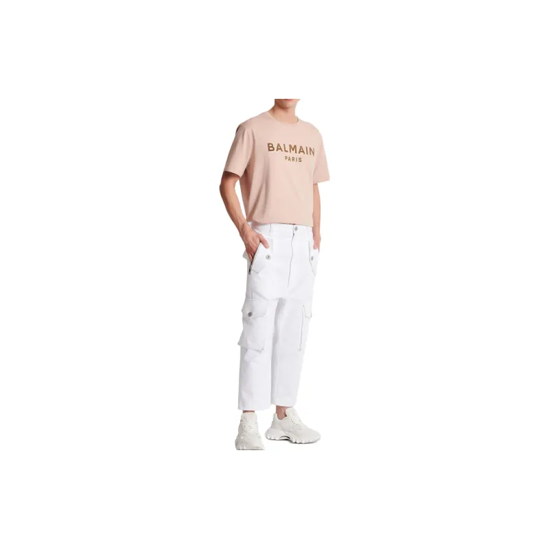 BALMAIN Loose Fit Cropped Cargo Trousers-3