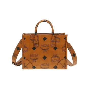 MCM PVC Tote Bag, Shopping Bag, Shoulder Bag, Crossbody Bag, Handbag Medium Size Women's Cognac