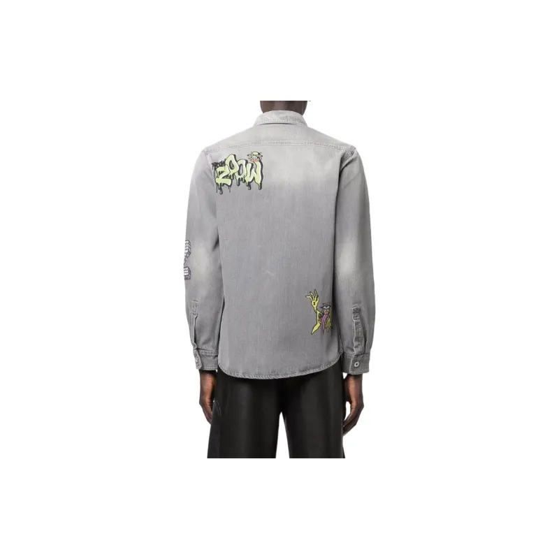 OFF WHITE X Graffiti Milano By Leonardo Totino Denim Shirt-2