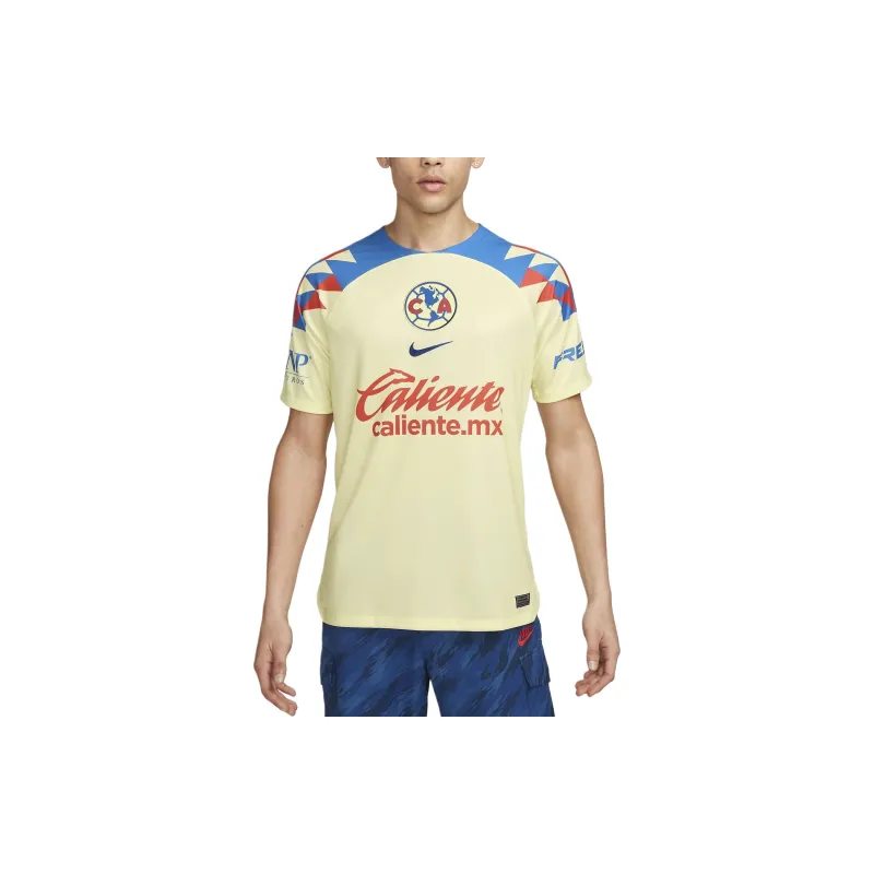 Nike Club América 2023/24 Stadium Home Soccer Jerseys Men's Lemon Chiffon/Crown Blue Raven-1