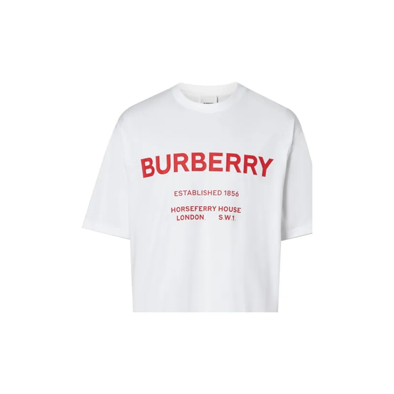 Burberry Horseferry Drop Shoulder Sleeve T Shirt Unisex White-4