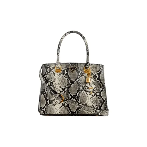GUESS Artificial Python Skin Tote Bag Shopping Bag Shoulder Bag Crossbody Bag Handbag Women's Black & White