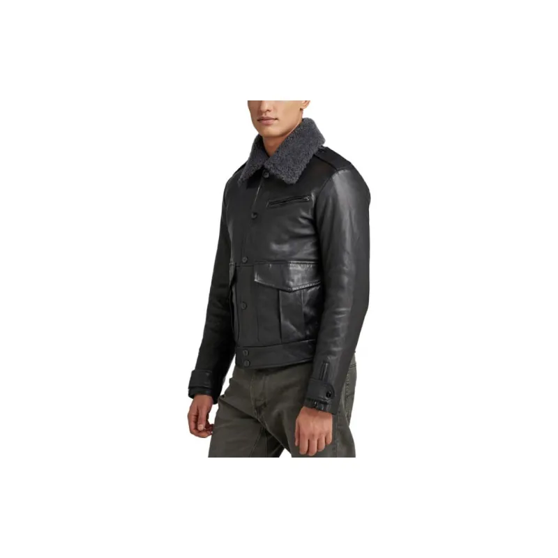 G-STAR RAW Leather Jackets Men Black-3