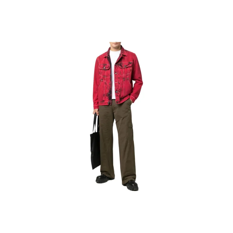 DIESEL Denim Jackets Men Red-2