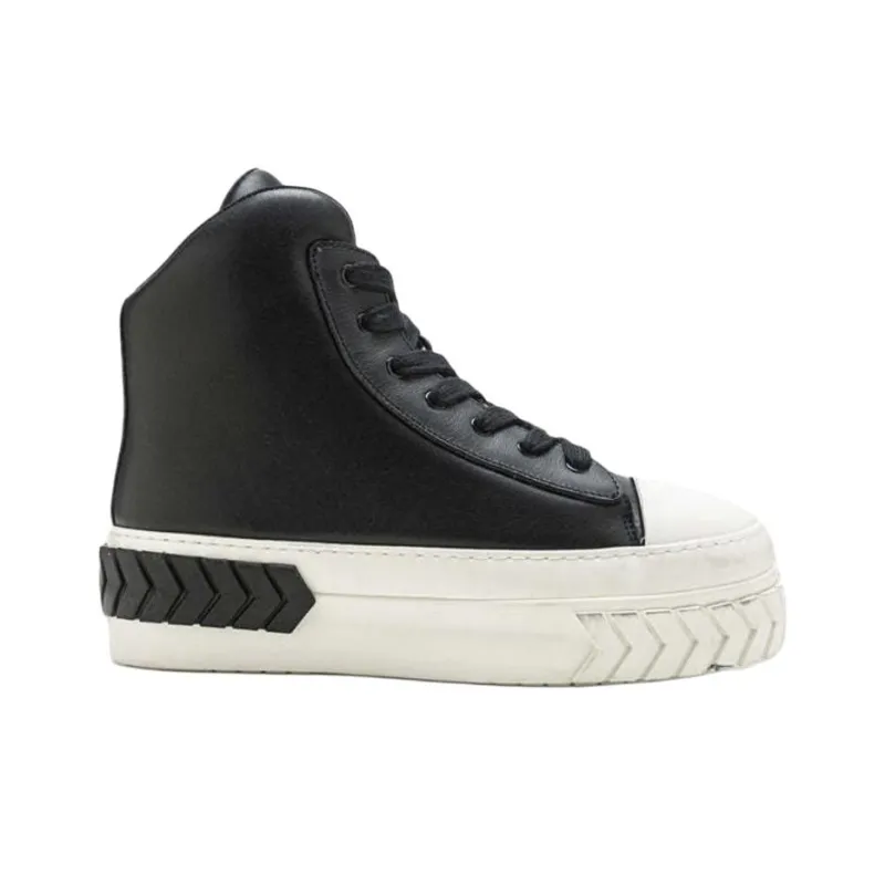 Both Tires Platform High Top Skateboard Shoes Unisex Black-1