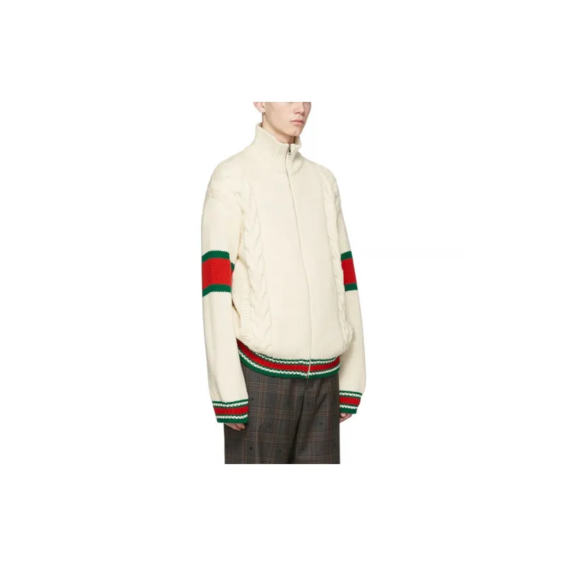 GUCCI Cable Knit Bomber Jacket-4