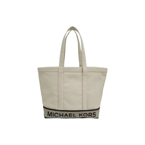 MICHAEL KORS Canvas Tote Bag Shopping Bag Shoulder Bag Handbag Women's Natural & Black
