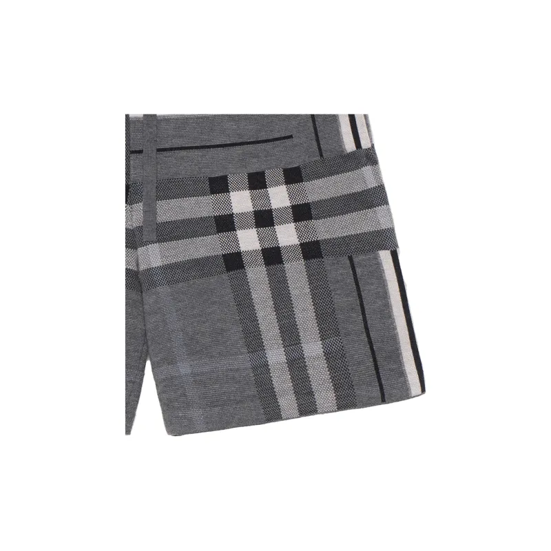 Burberry Check And Stripe Wool Blend Jacquard Shorts-4