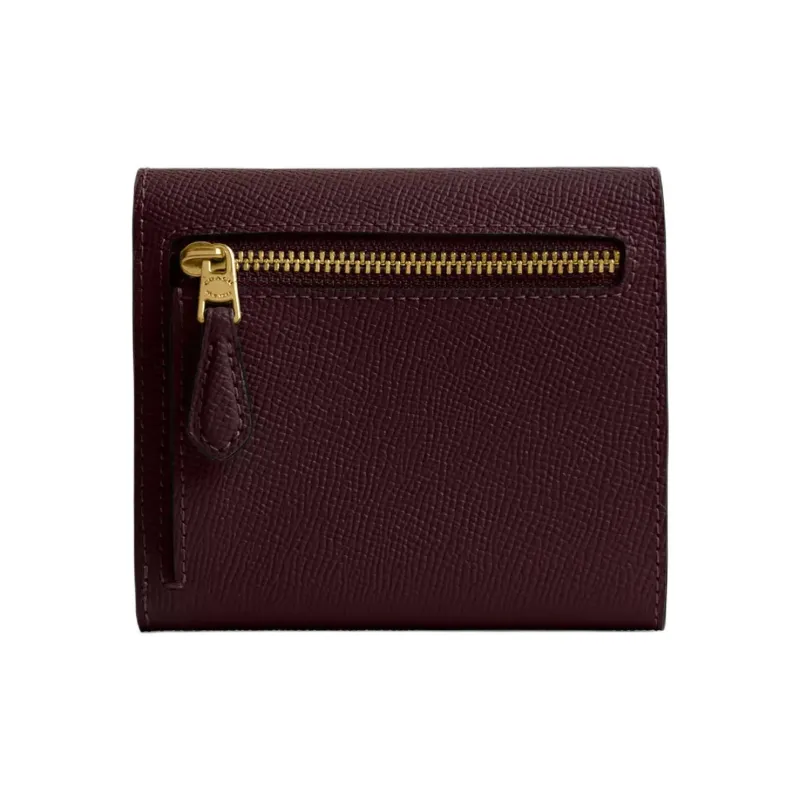 COACH Wyn Cross-Stitch Leather Coin Purses Wallets Small Size Women's Burgundy-1