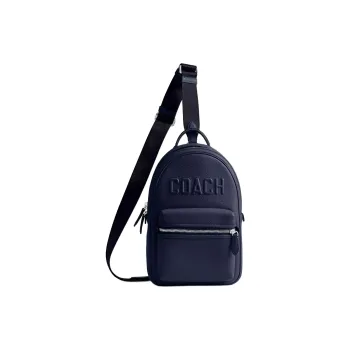 COACH Polished Pebble Leather Sling Bag, Crossbody Bag Small Size Men's Dark Blue