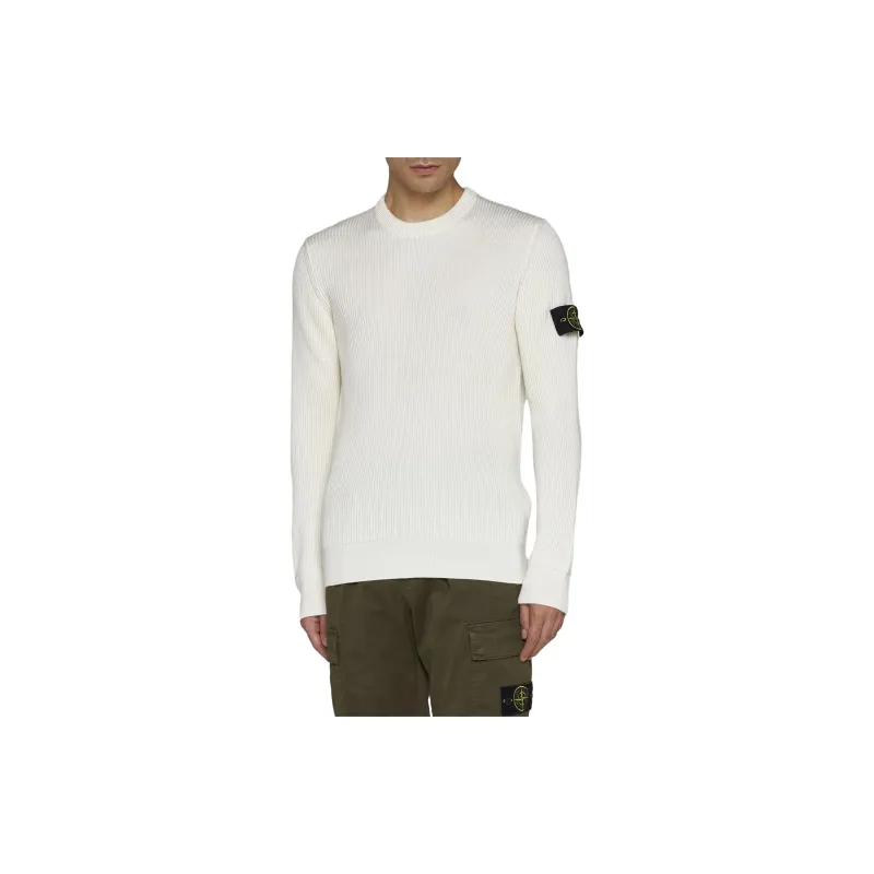 STONE ISLAND Logo Patch Crewneck Knitted Jumper-1