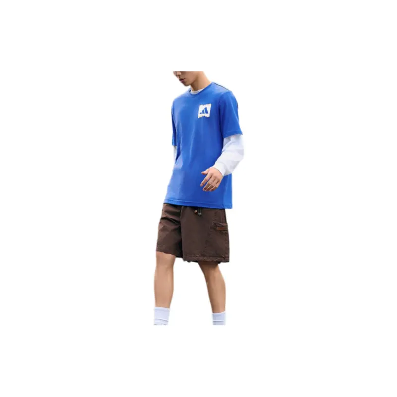 Adidas T Shirt Men's Semi Fluorescent Blue-5