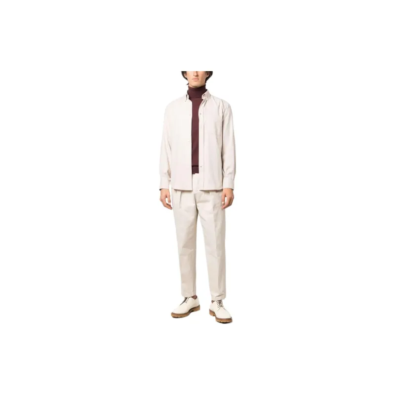 Brunello Cucinelli Mid rise Tapered Cotton Trousers-1