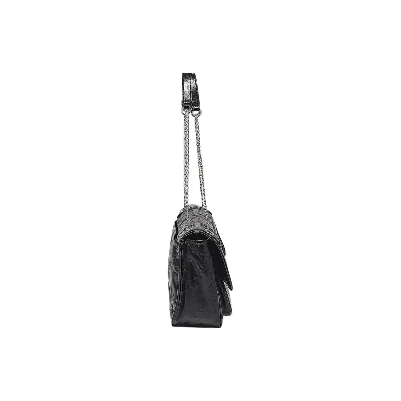 Marino Orlandi Cow Leather Synthetic Leather Chain Bag Shoulder Bag Medium Size Women's Black-18