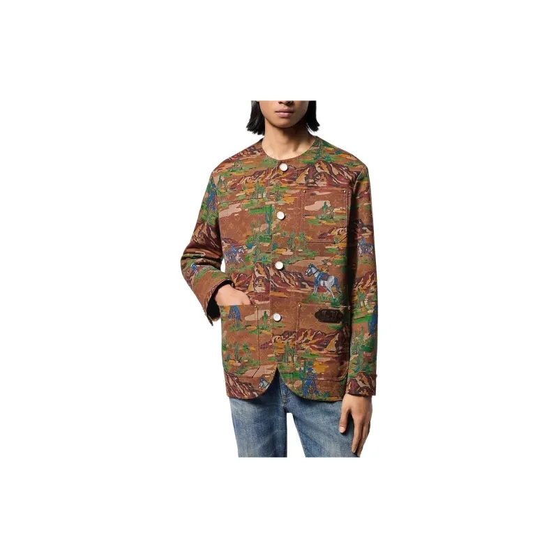 LOUIS VUITTON Collarless Cotton Workwear Jacket-3